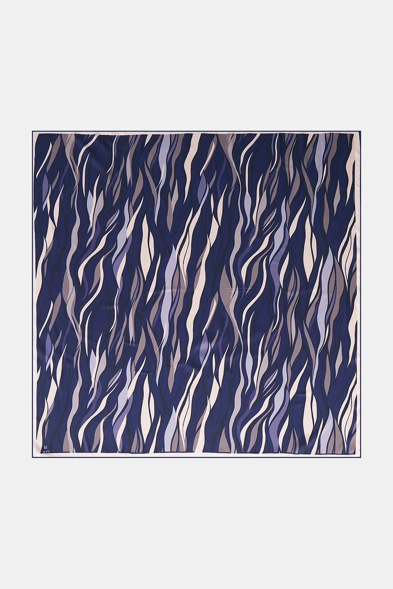Wave Pattern Twill Scarf Navy