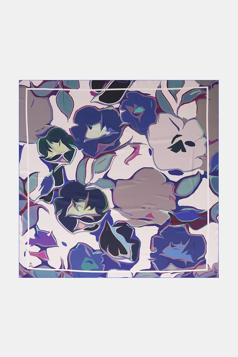 Floral Patterned Scarf Navy-Stone