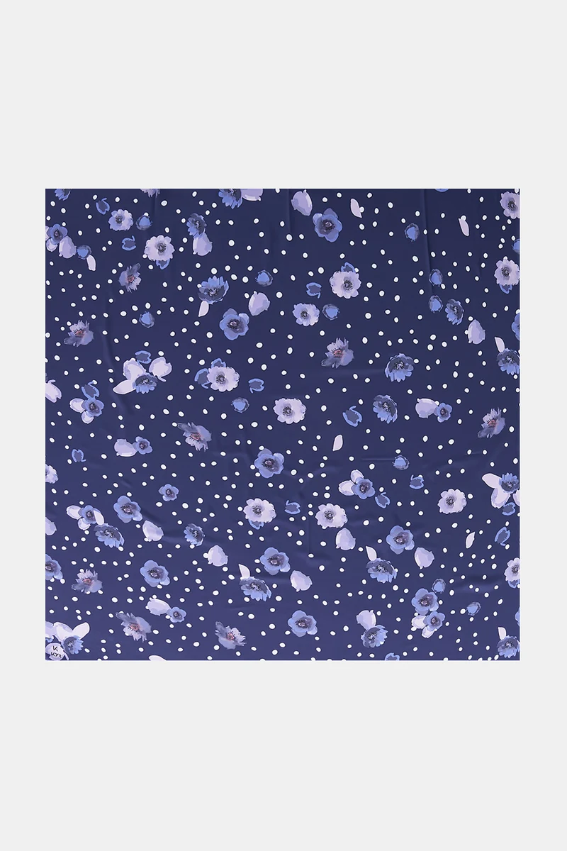 Polka Dot Pattern Twill Scarf Navy