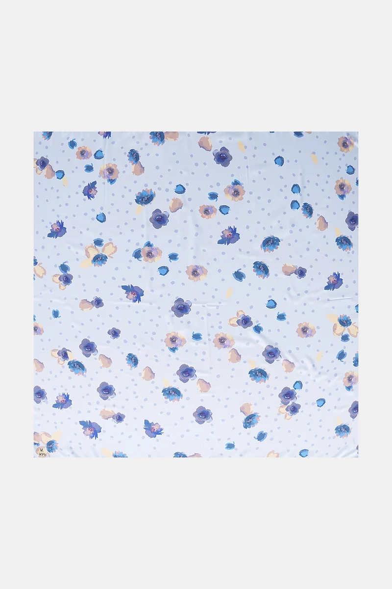 Polka Dot Pattern Twill Scarf Light Blue
