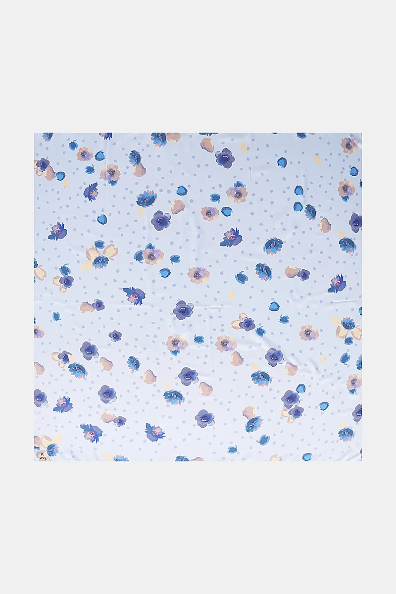 Polka Dot Pattern Twill Scarf Light Blue