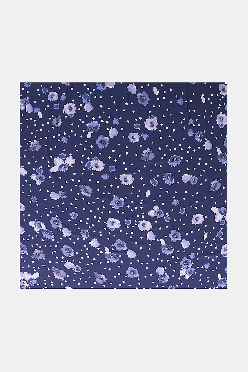 Polka Dot Pattern Twill Scarf Navy