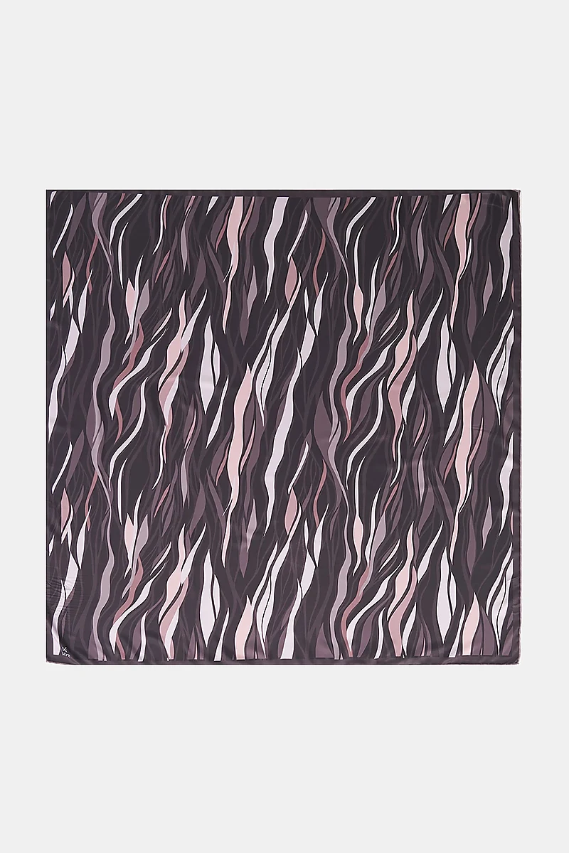 Wave Pattern Twill Scarf Dark Brown