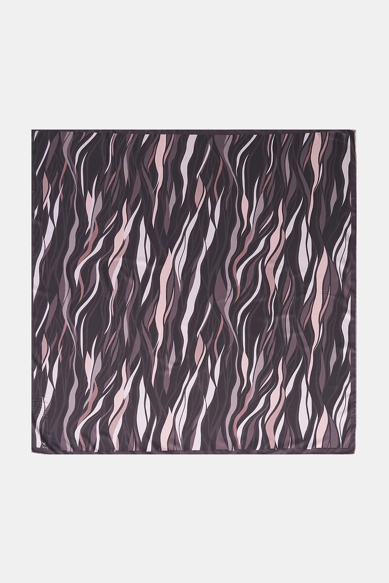 Wave Pattern Twill Scarf Dark Brown