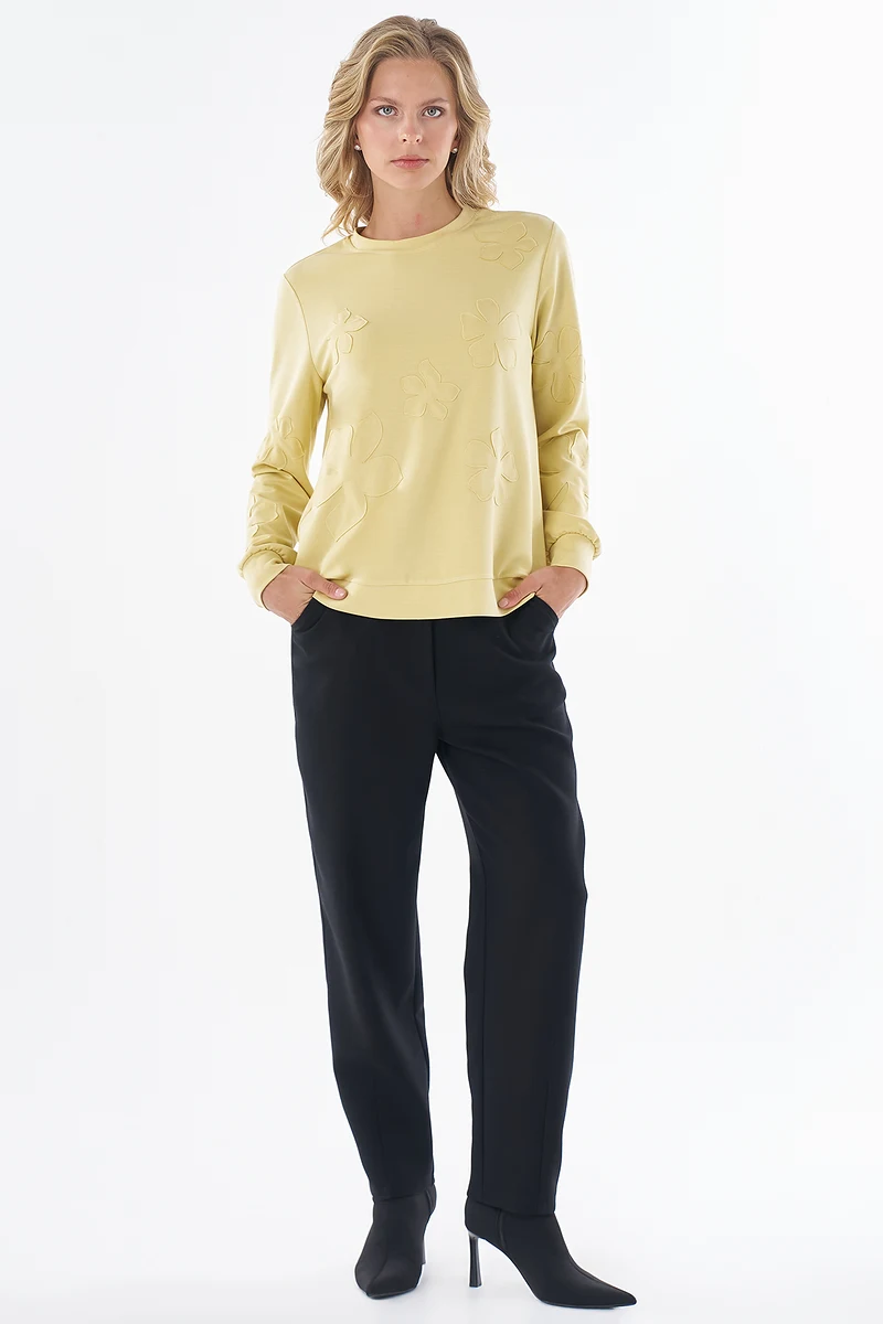 Embroidered Appliqué Modal Sweatshirt Yellow