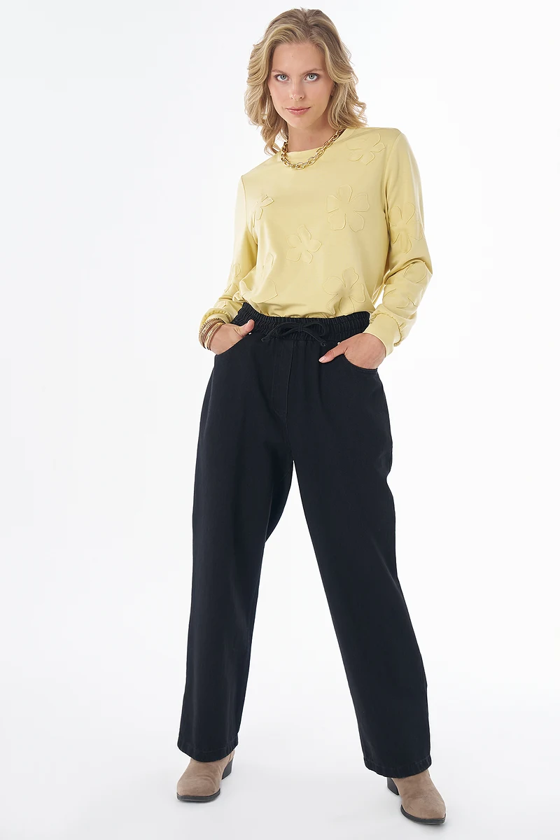 Elastic-Waist Pants Black