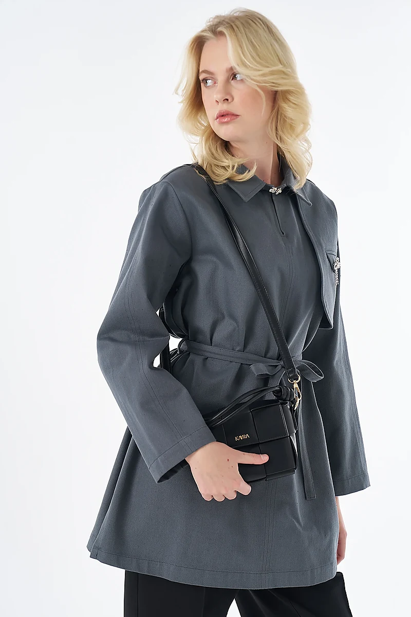 Aller Detaylı Denim Tunik İndigo