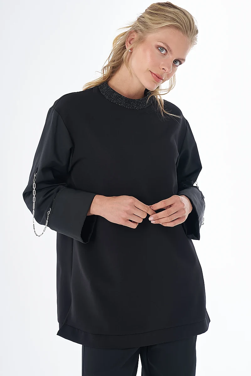 Chain Detail Sweatshirt Black
