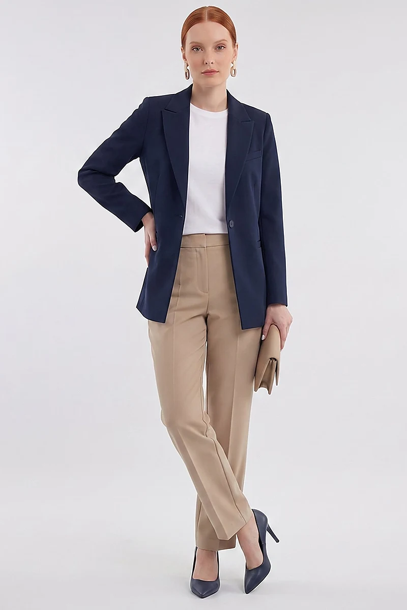 Single-Button Basic Blazer Navy