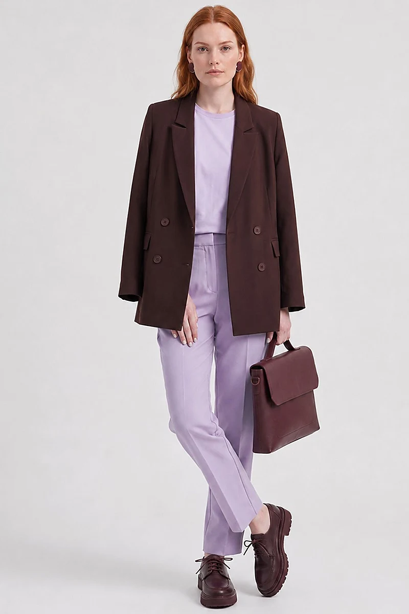 Cover Pocket Crepe Blazer Jacket Dark Brown