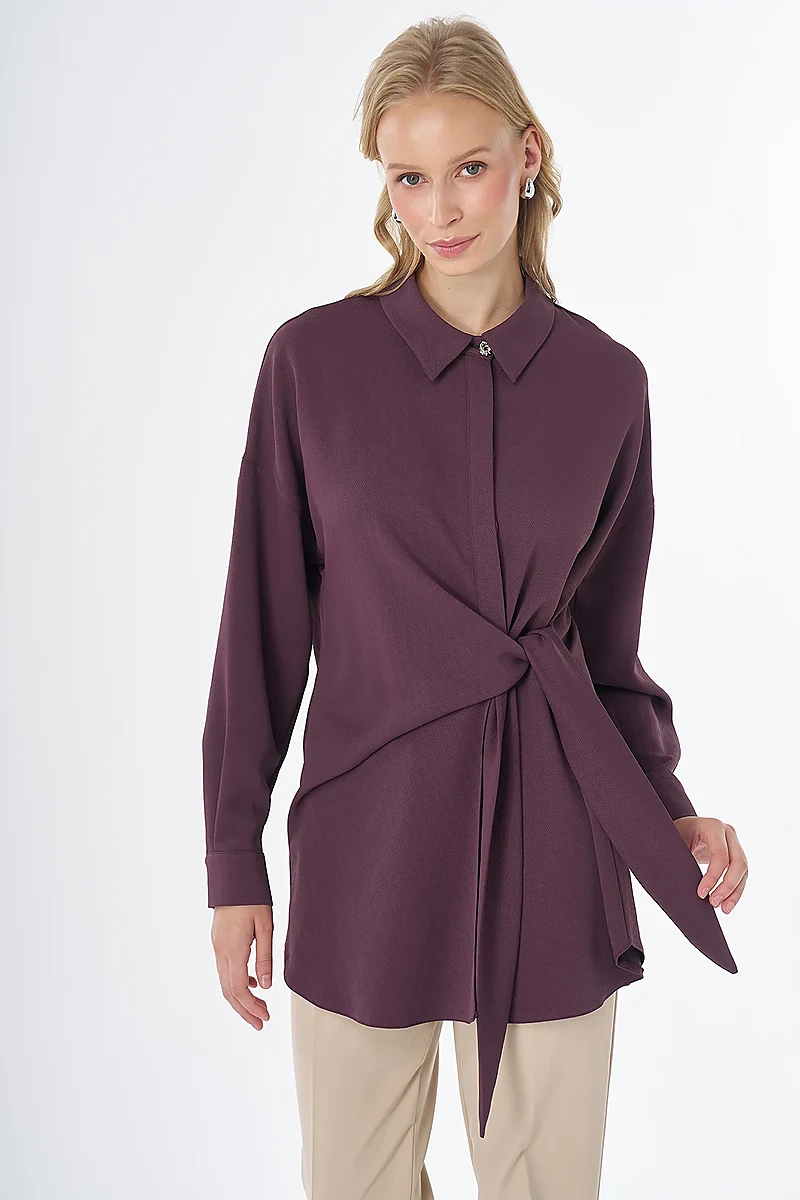 Tie-Detail Tunic Burgundy