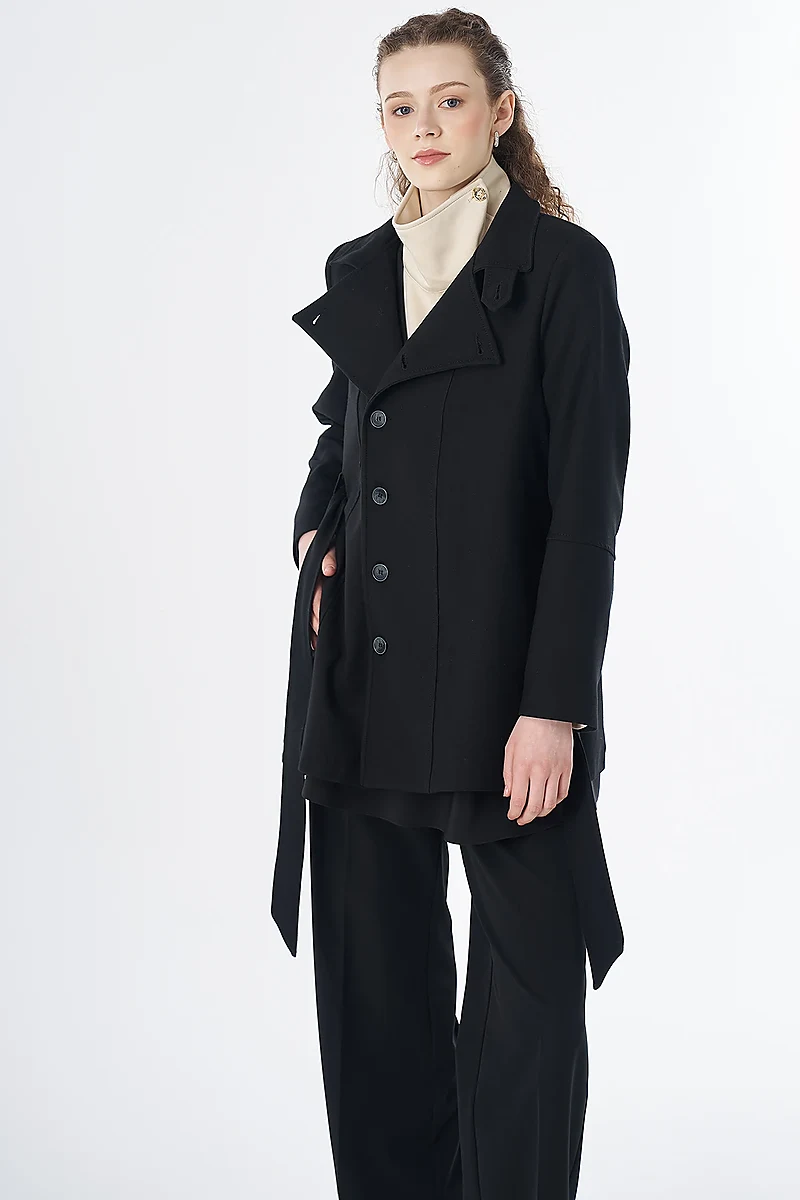 Asymmetrical Buttoned Jacket Black