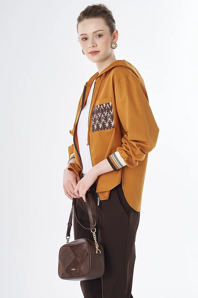 Hooded Lyocell Cotton Jacket Orange