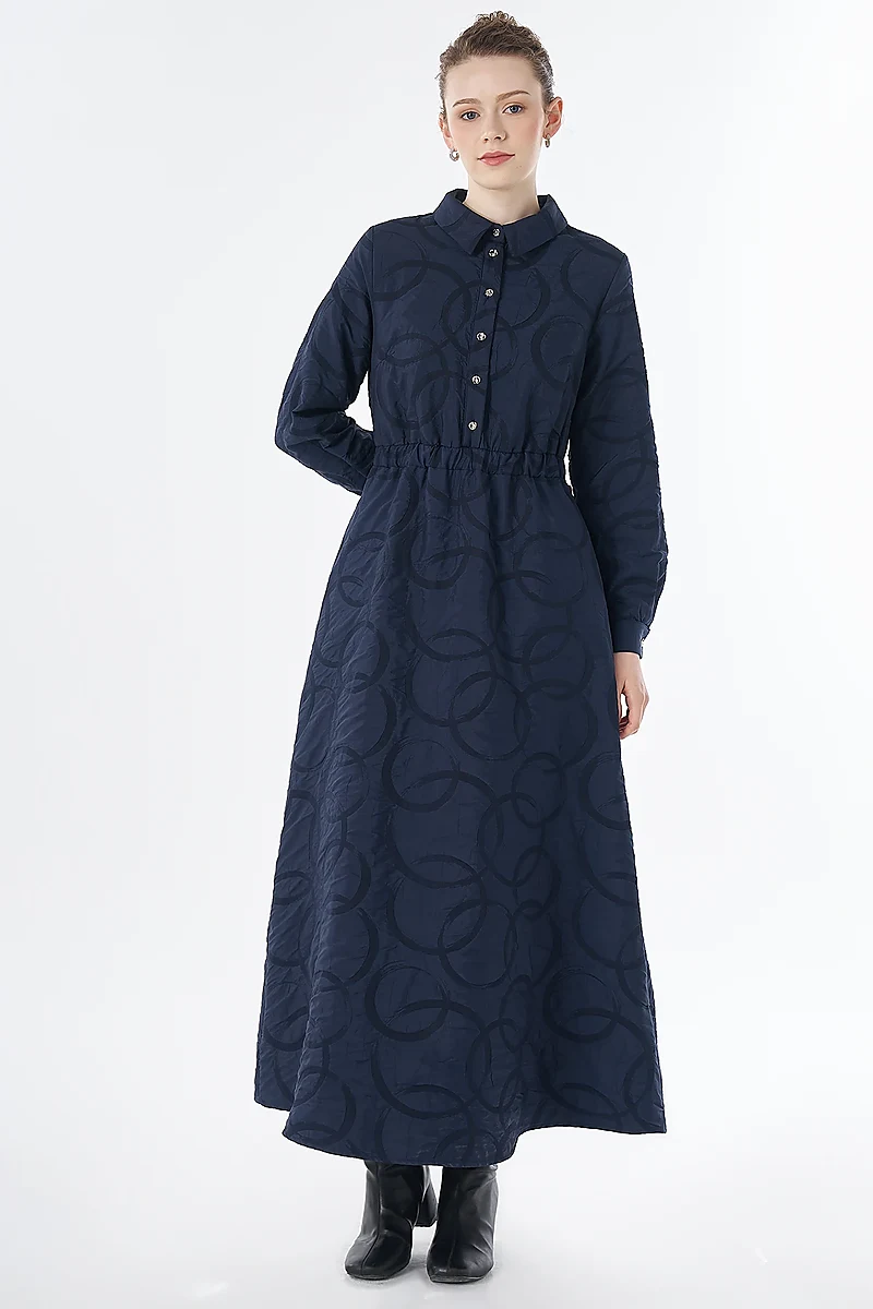 Patterned Maxi Dress Navy