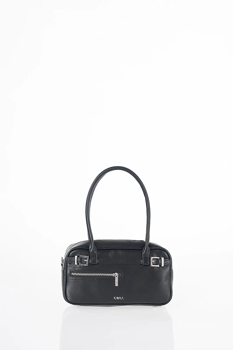 Belt Detail Shoulder Bag Black