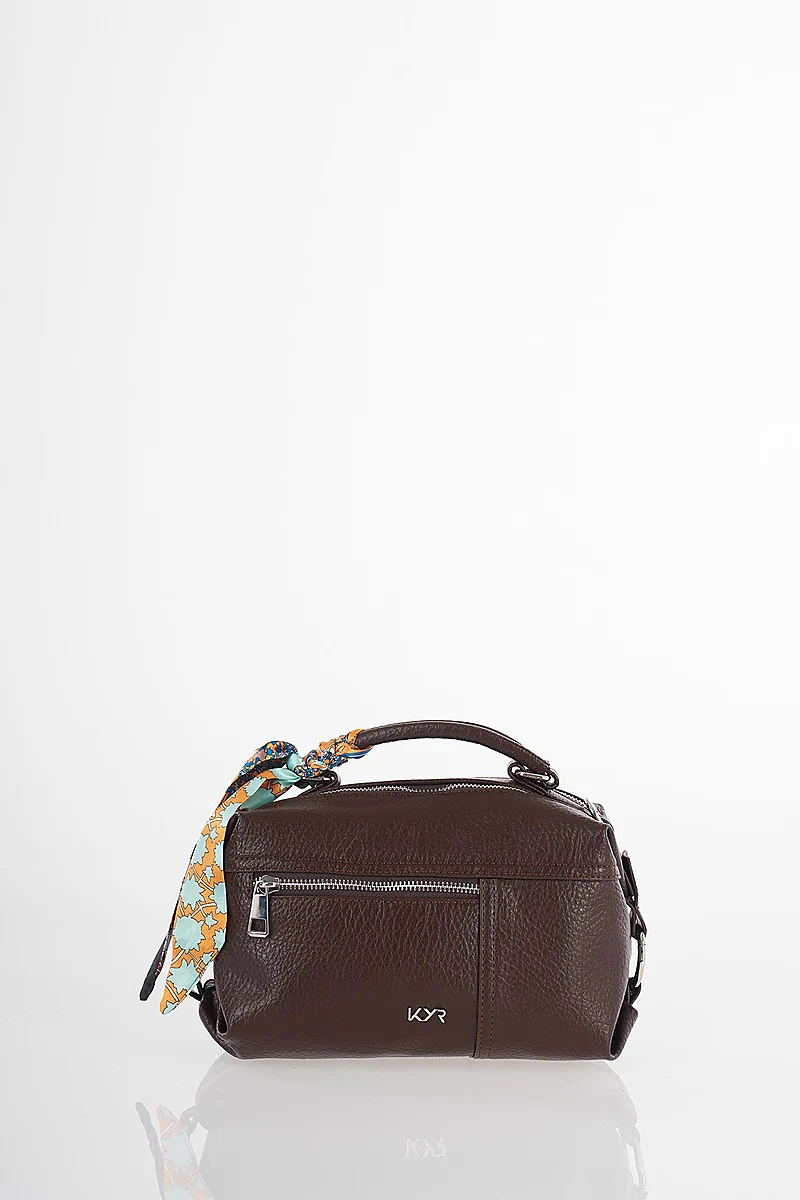 Scarf Detail Hand and Shoulder Bag Dark Brown