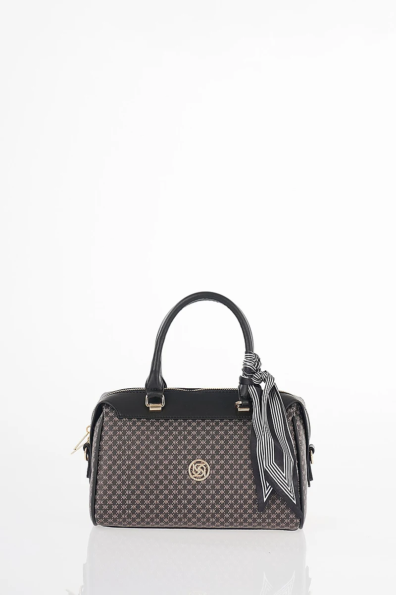 Monogram Pattern Handbag Black
