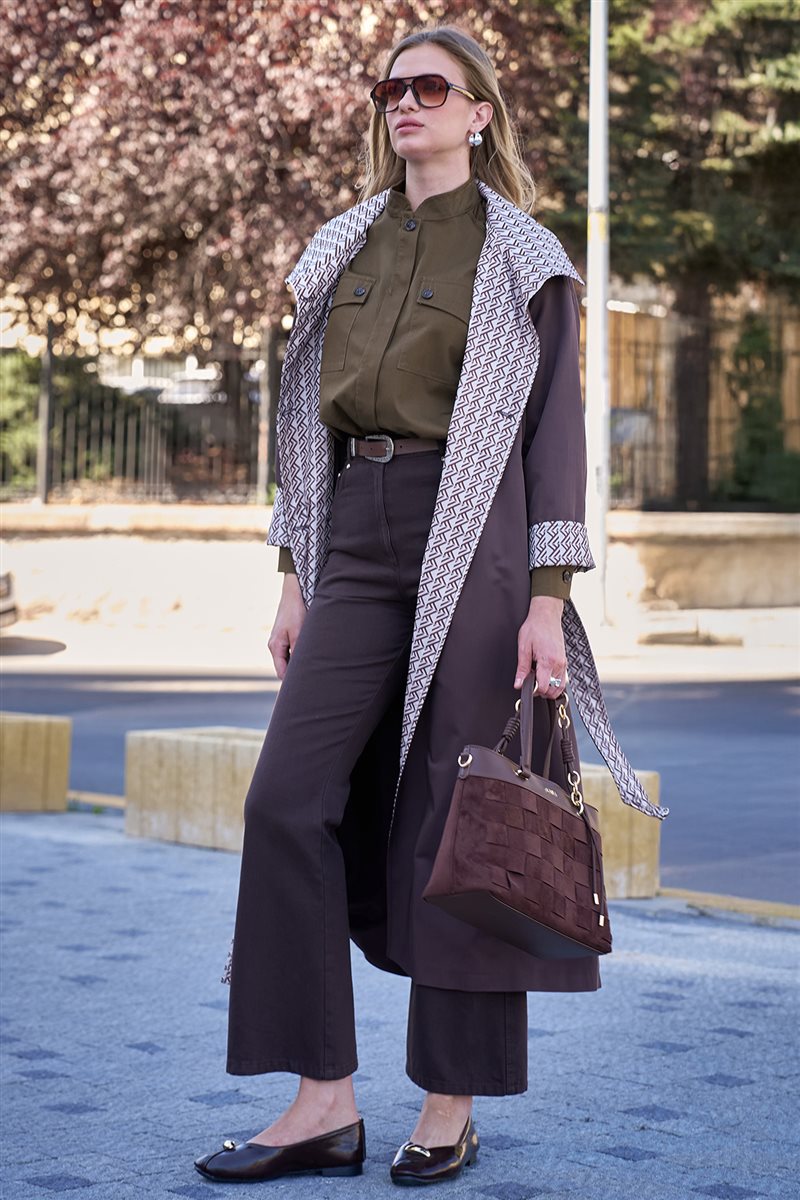 Flared Non-Denim Trousers Brown