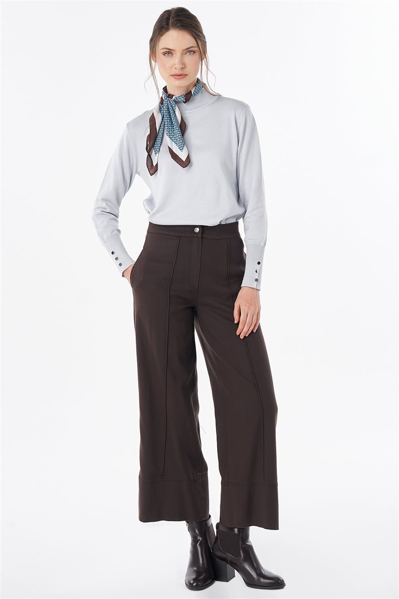 Geniş Paça Non Denim Pantolon Kahve