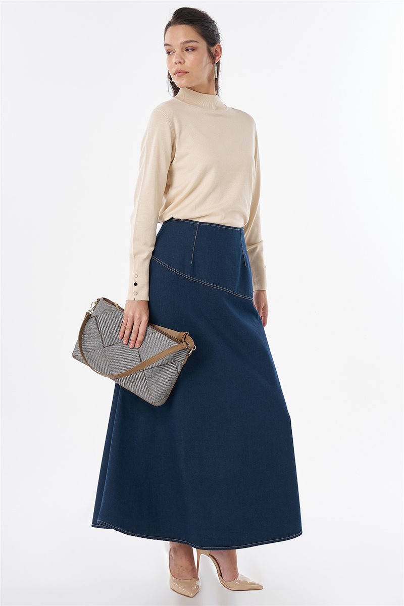 A-Line Denim Skirt Navy