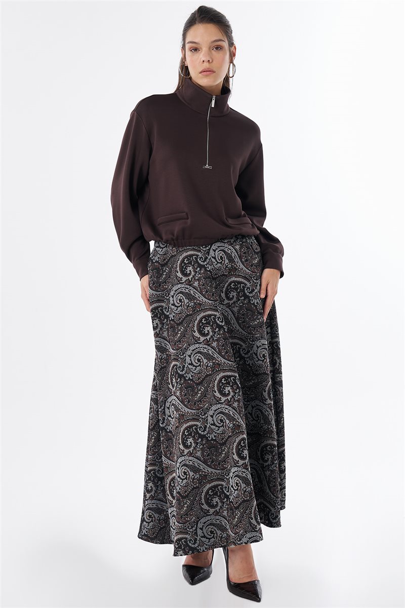 Dik Yaka Rayon Bluz Kahve