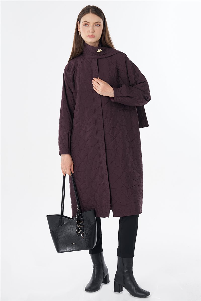 Scarf Detail Quilted Cover-Up Burgundy