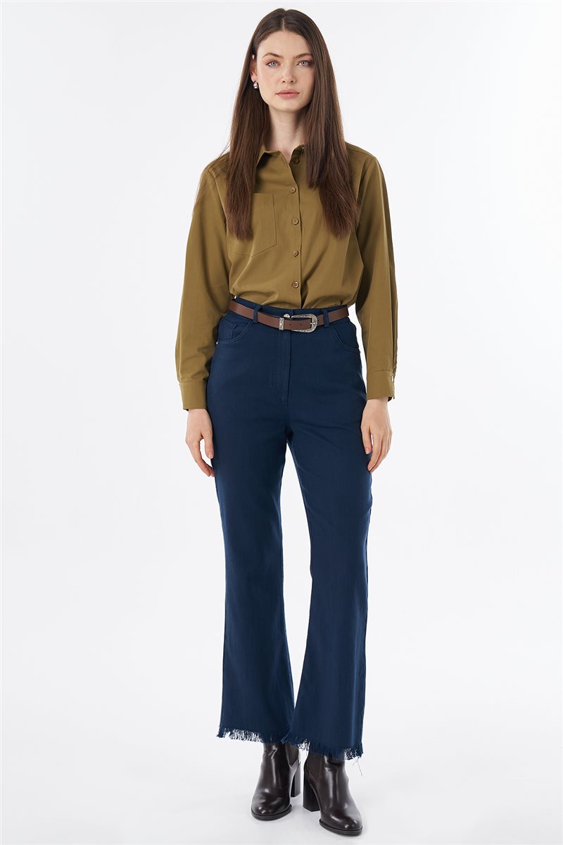 Tifsitmeli Non Denim Pantolon Lacivert