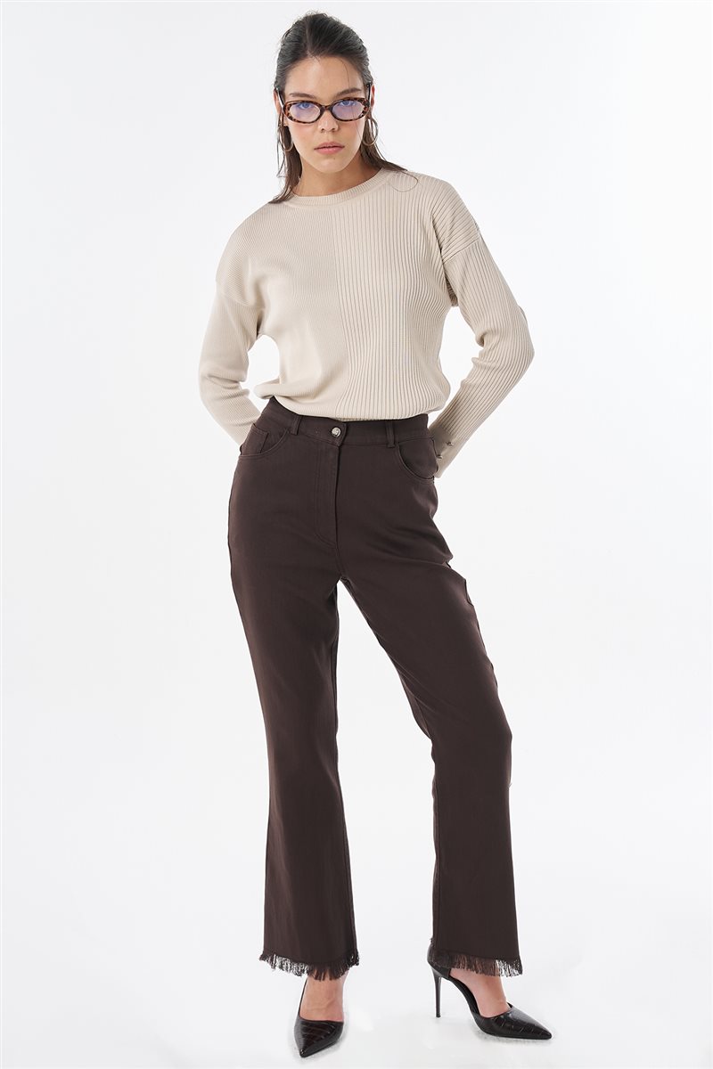 Tifsitmeli Non Denim Pantolon Kahve