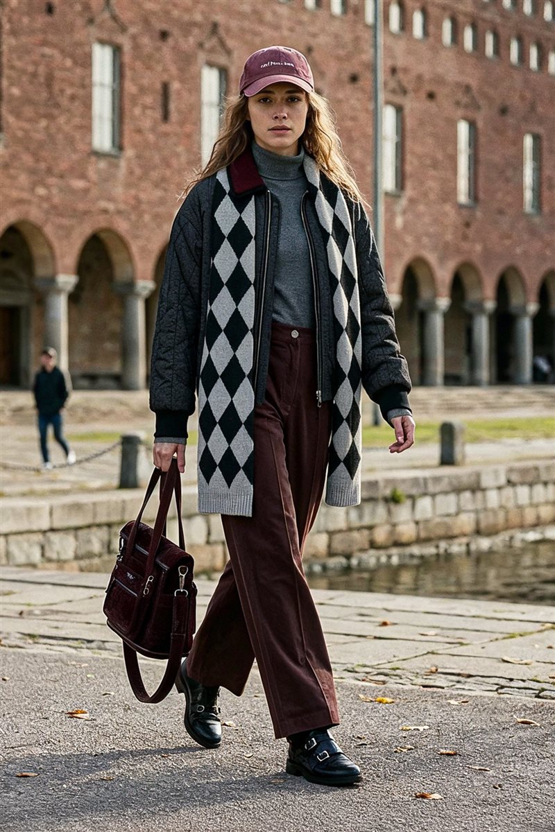 Topstitched Suede Trousers Brown 