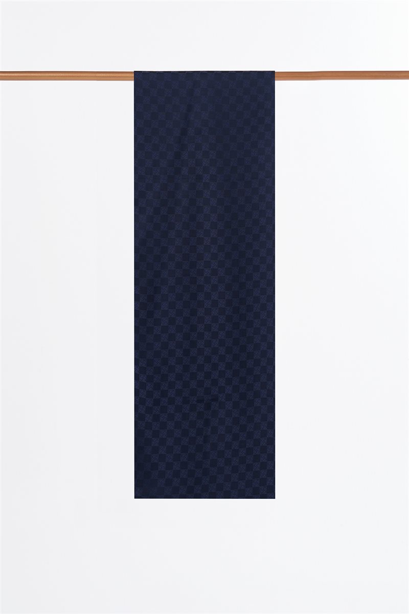 Monogram Pattern Cotton Satin Shawl Navy