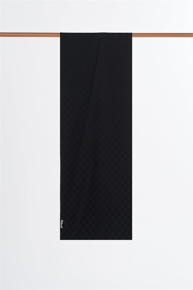 Monogram Pattern Cotton Satin Shawl Black