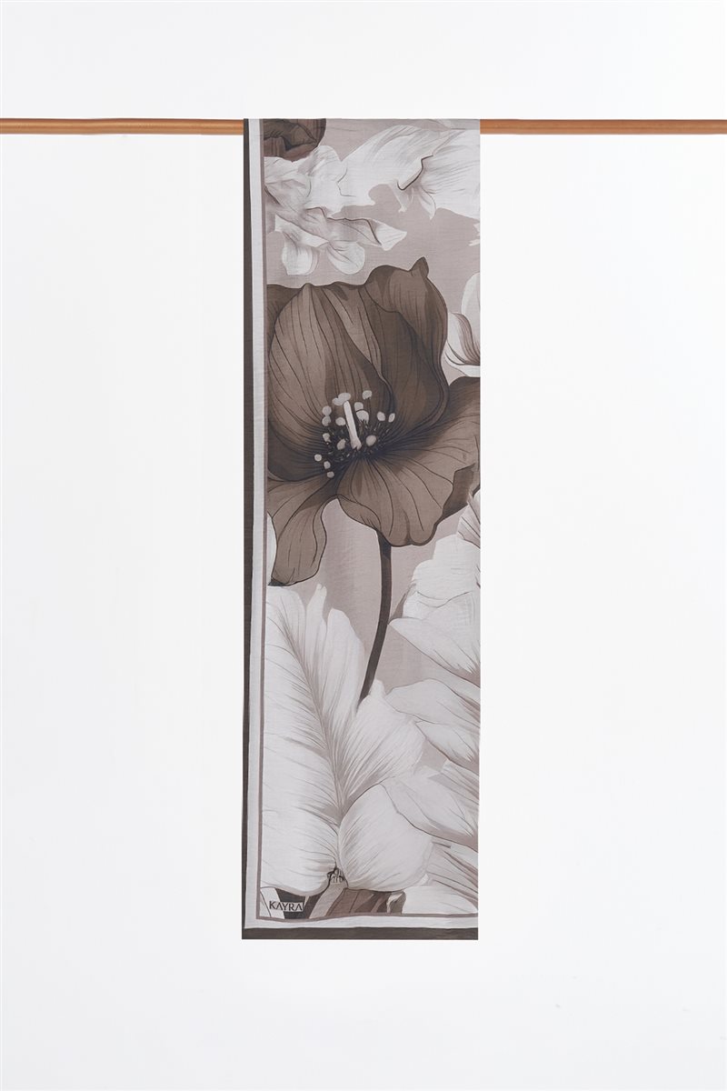 Floral Pattern Lyocell Shawl Dark Mink