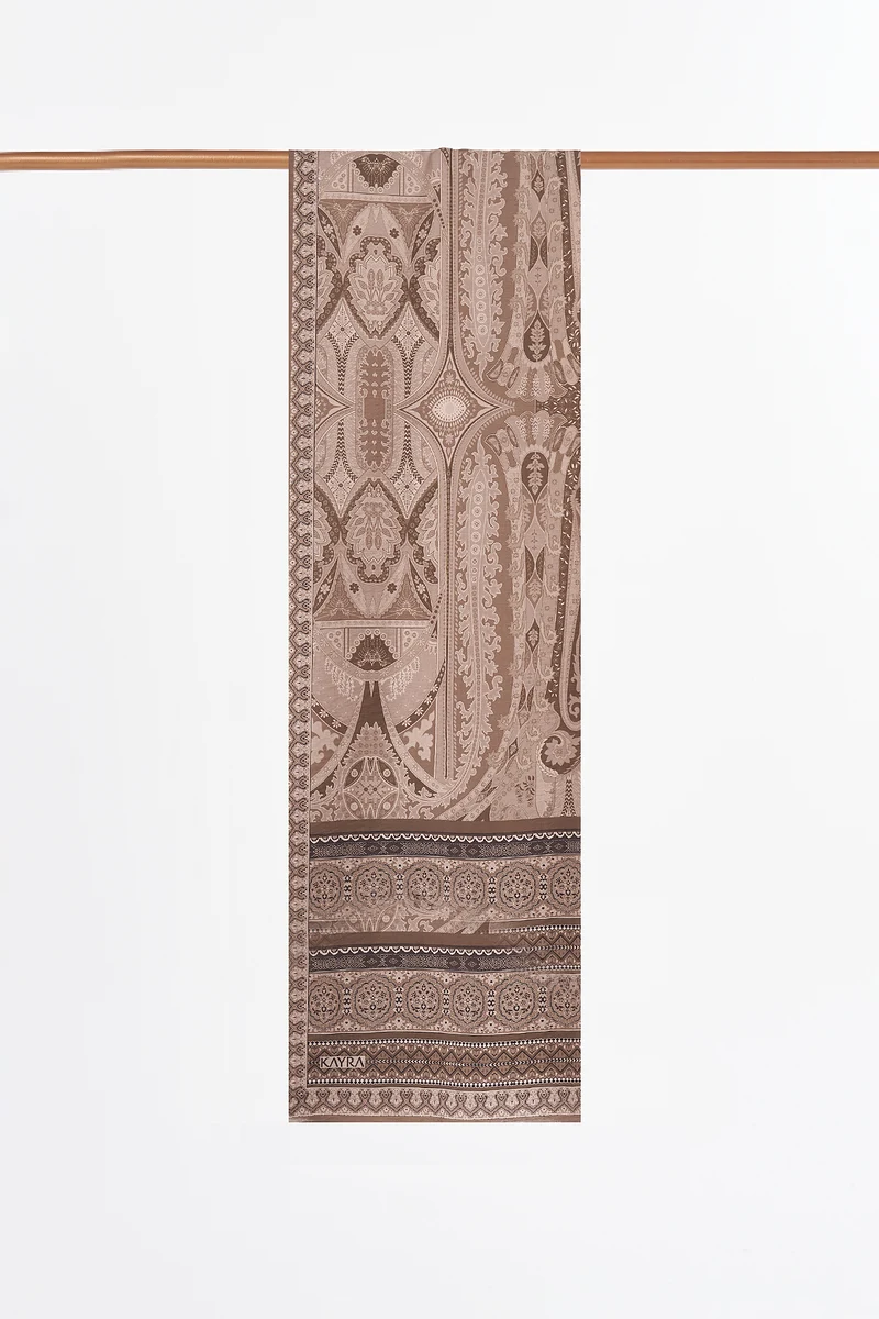 Ethnic Pattern Lyocell Shawl Dark Mink
