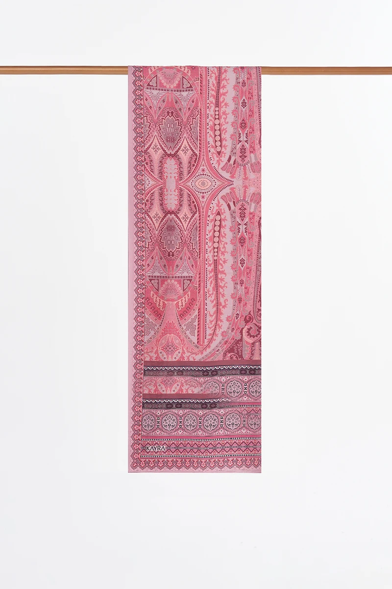 Ethnic Pattern Lyocell Shawl Powder Pink