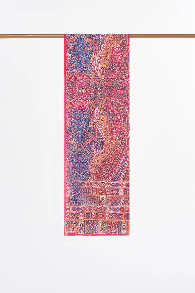 Ethnic Pattern Lyocell Shawl Fuchsia