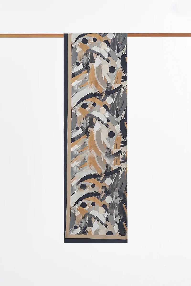 Brushstroke Pattern Viscose Shawl Black