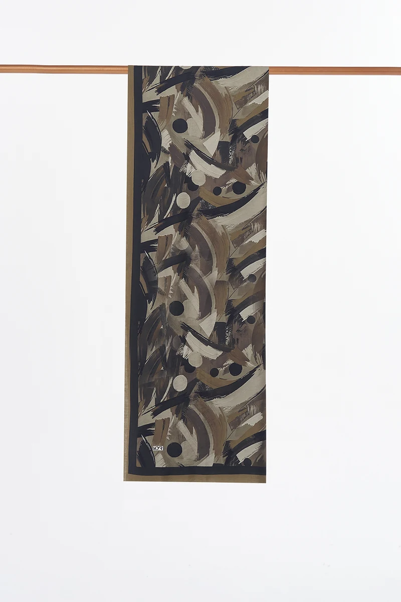 Brushstroke Pattern Viscose Shawl Khaki