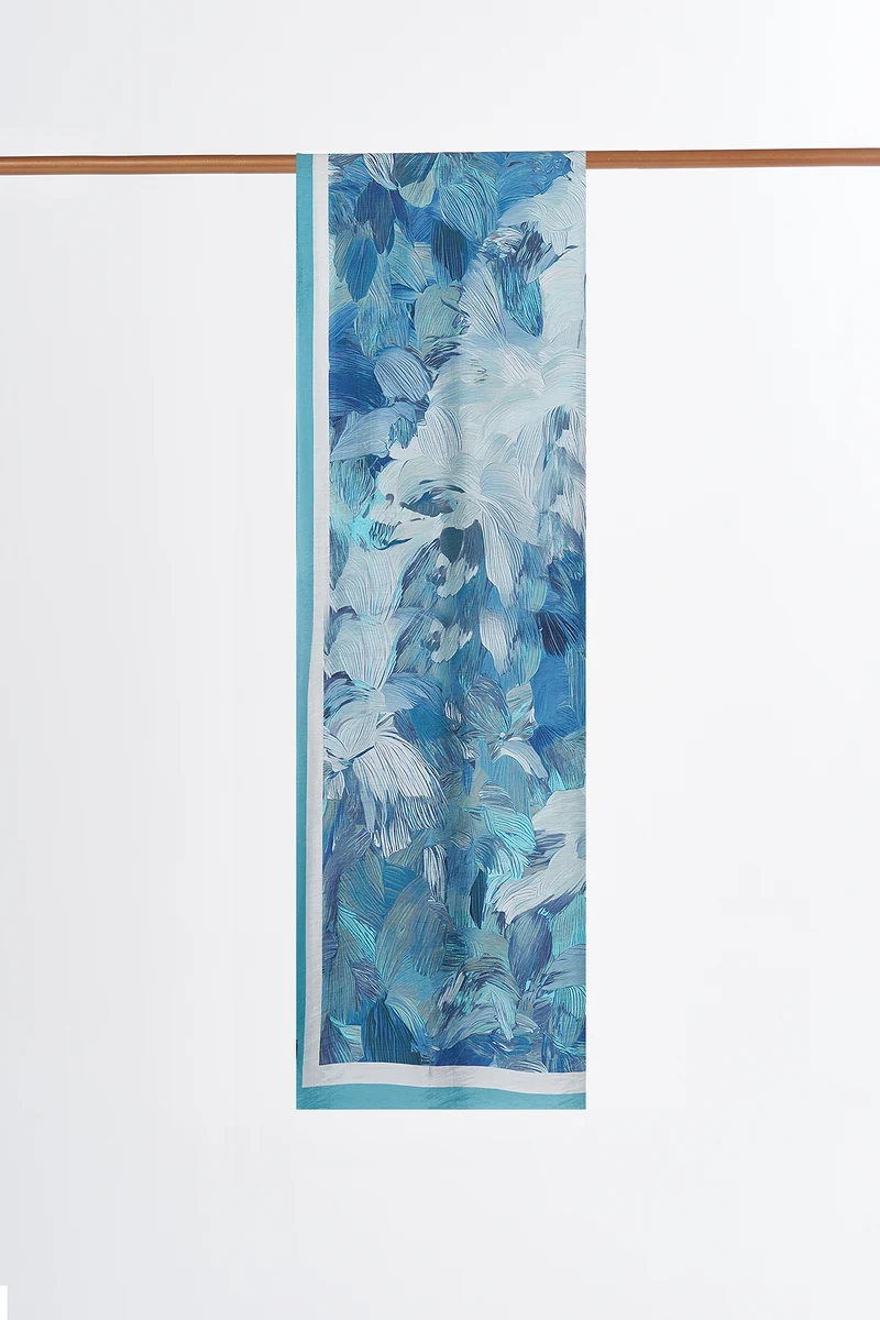 Abstract Pattern Viscose Shawl Blue