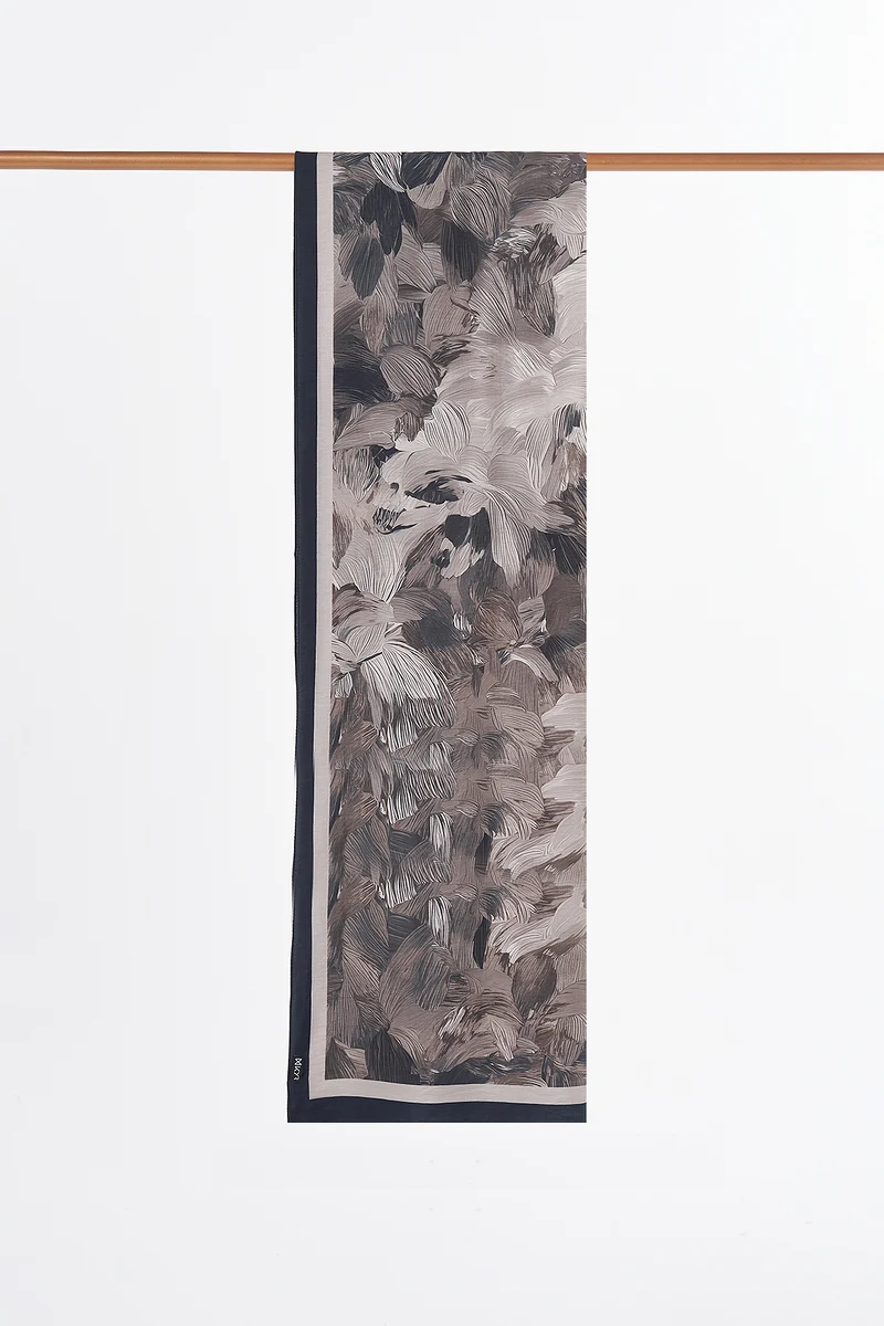 Abstract Pattern Viscose Shawl Black