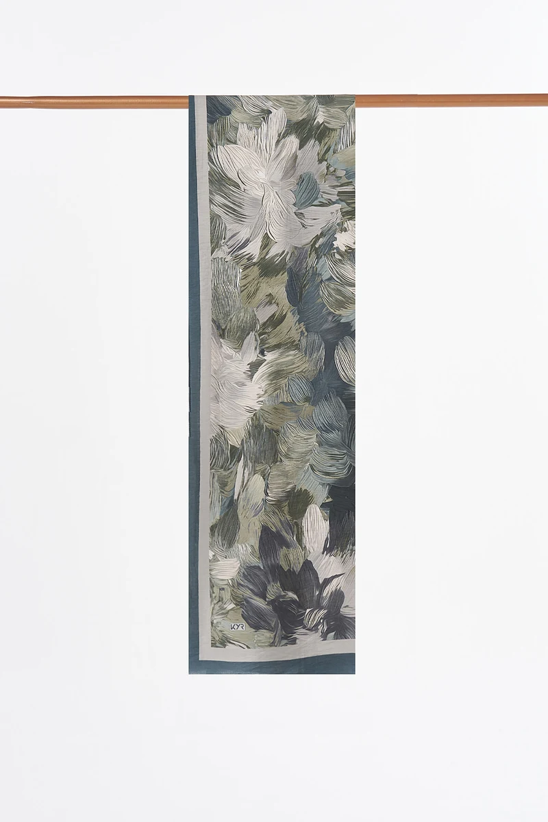 Abstract Pattern Viscose Shawl Moss Green