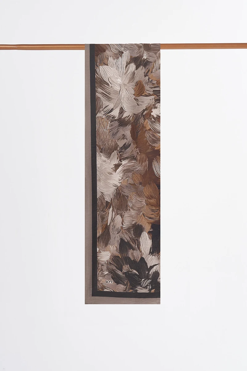 Abstract Pattern Viscose Shawl Espresso