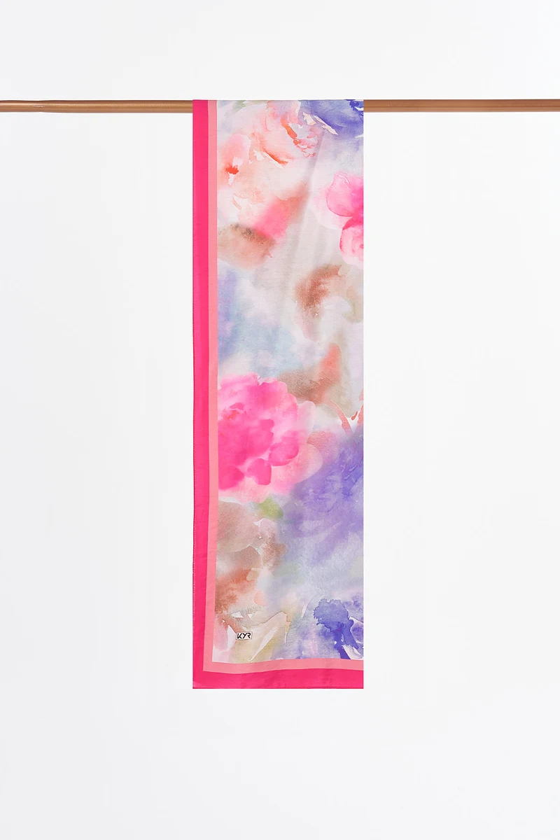 Brushstroke Abstract Pattern Shawl Pink