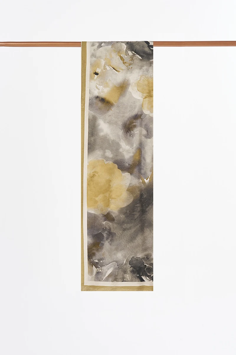 Brushstroke Abstract Pattern Shawl Olive