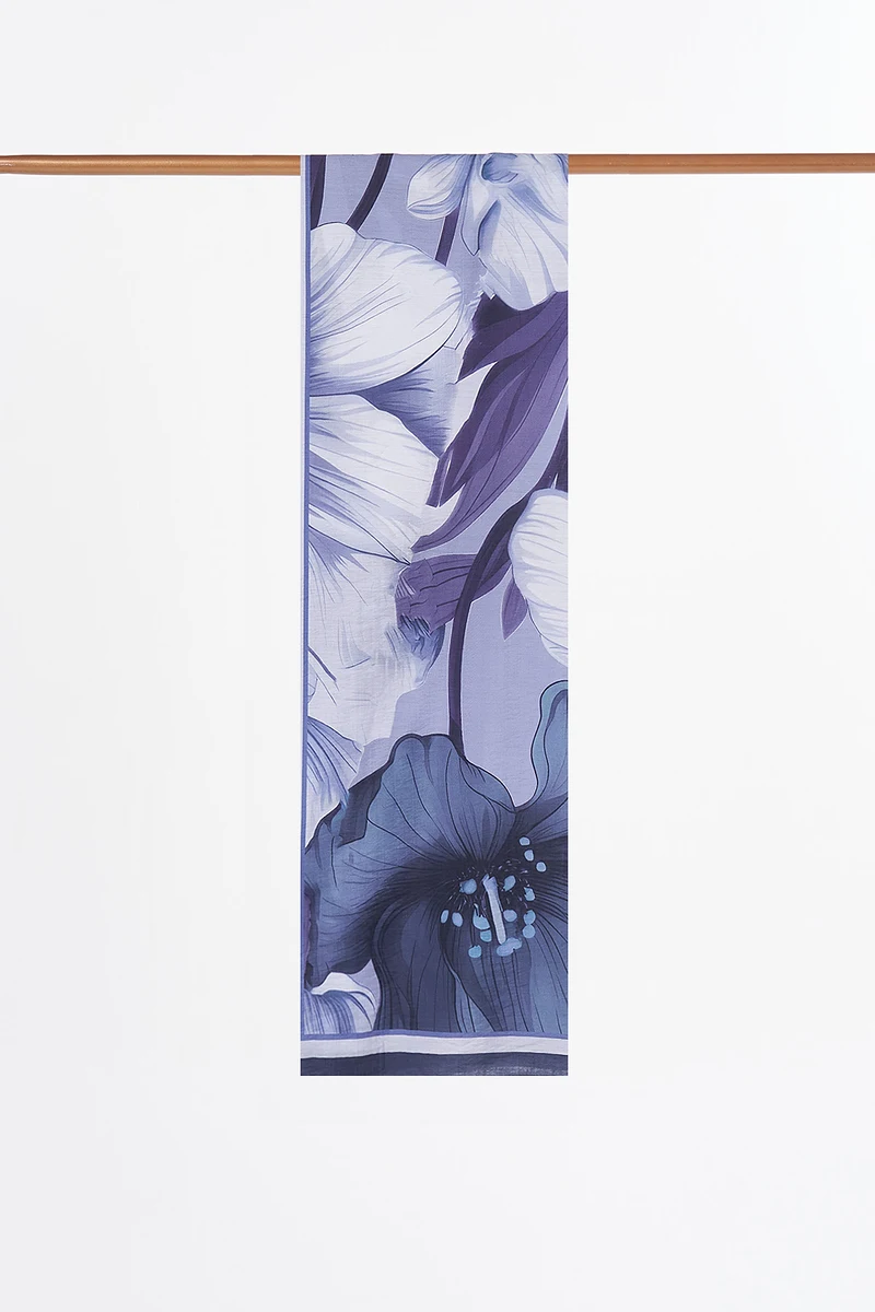 Floral Pattern Lyocell Shawl Navy