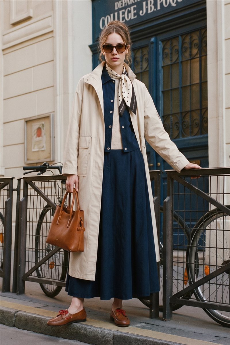 Stand Collar Trench Coat with Patch Pockets – Stone