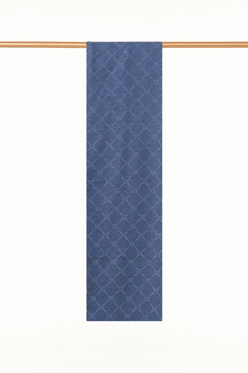 Monogram Desen Pamuklu Şal İndigo