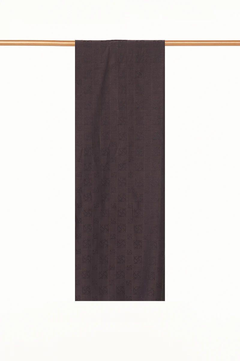 Monogram Detaylı Pamuklu Şal Acı Kahve