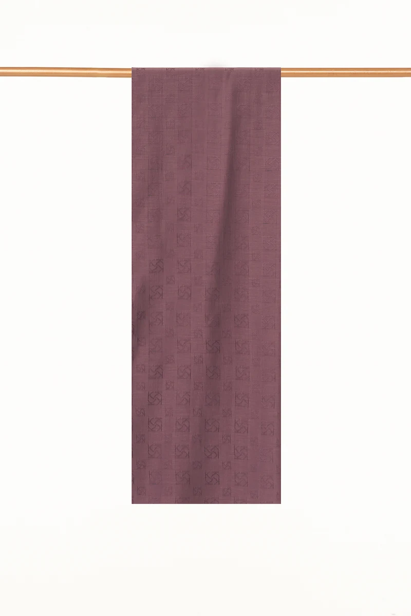 Monogram Detaylı Pamuklu Şal Mürdüm