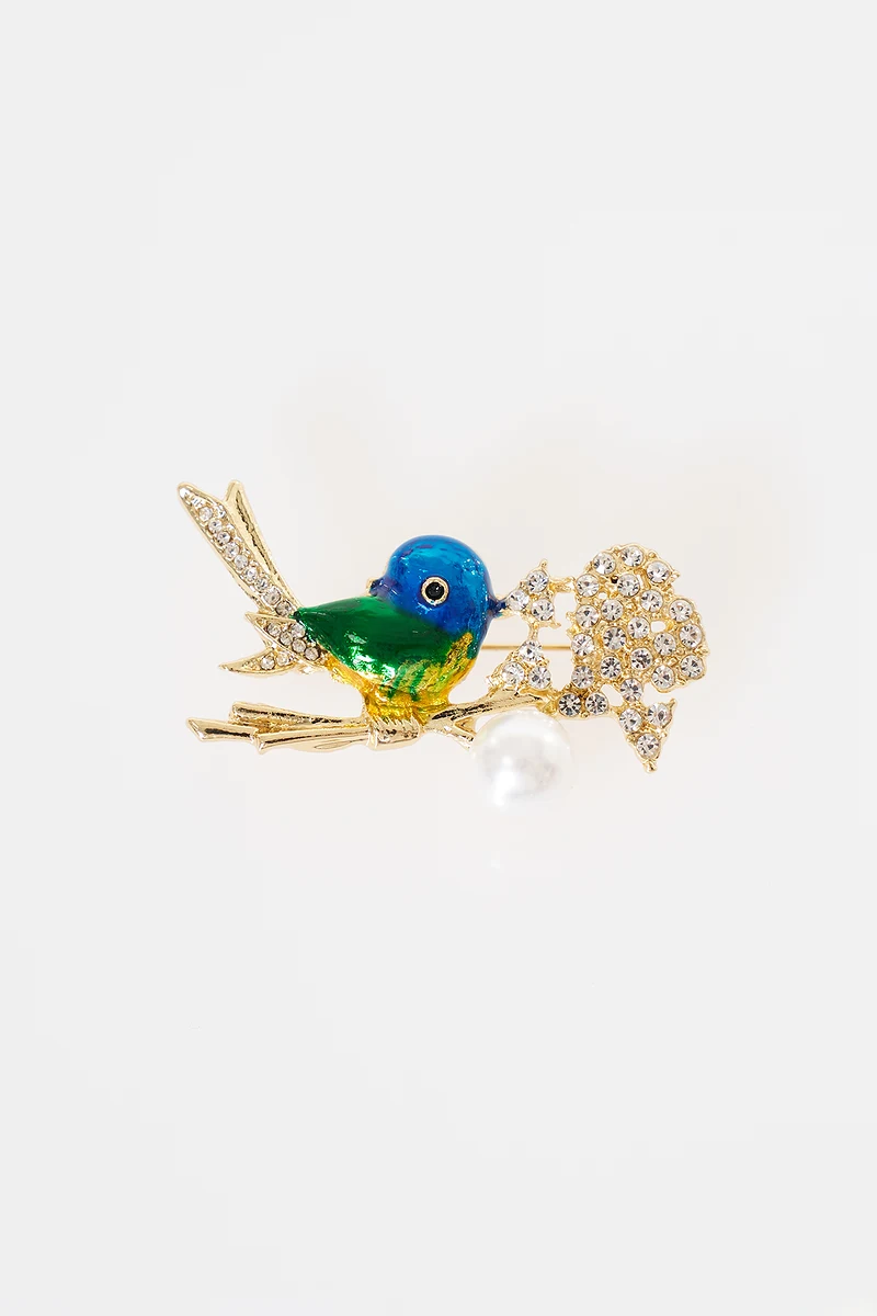 Sparrow-Shaped Brooch Gold