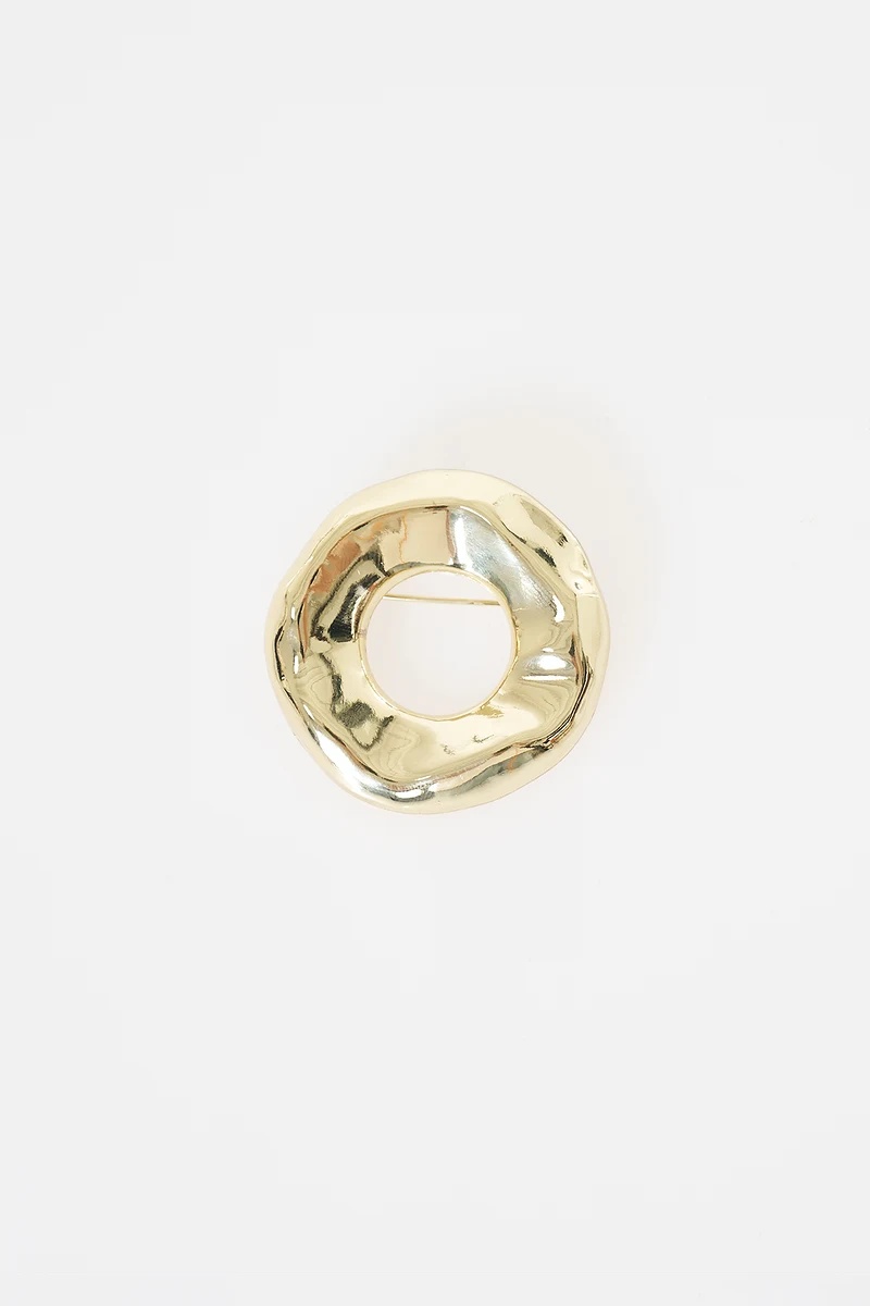 Textured Hoop Brooch Gold